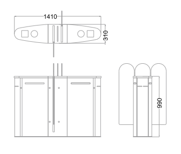 Stainless Steel Sliding Turnstile Security Systems For Office Building 1410MM*310MM*990MM