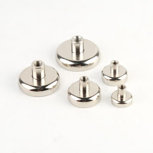 Metal Colour YYD48 N35 NdFeB Pot Magnet With Female Thread