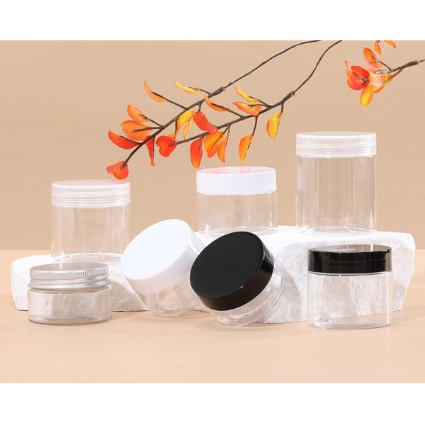 Plastic Jars Round Clear Cosmetic Container with Black Lids, Bagease Slime Jars for Lotion, Cream, Ointments, Makeup, Eye shadow, Rhinestone, Samples, Pot, Travel Storage