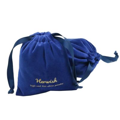 Royal Blue 8x10cm Suede Jewelry Pouch , SGS Organza Drawstring Gift Bags