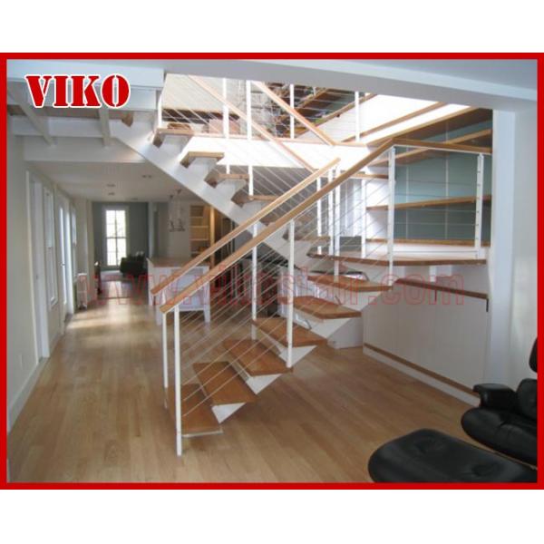 Steel Cable Stair VK71SC Aluminum Baluster Treed BeechGlass Handrail 304 Stainless Steel Carbon SteelPowder-coate