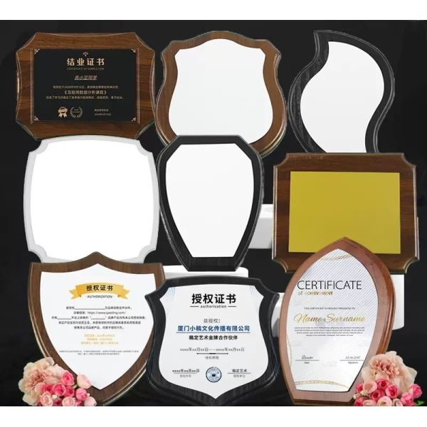 Personalized Logo Sublimation Memorial Souvenir Wooden Honor Medal Blank Trophy Shields And Awards Plaque