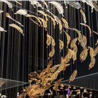 Vente en gros de feuilles de fleurs modernes de luxe en forme de cristal tacheté soufflé Chihuly Murano Lustreurs en verre Pièces décoration de plafond d'hôtel