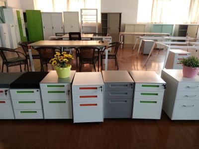 Mobile pedestal cabinet  FYD-H001 with cushion,white color/3 section slideway,drawer fully open,Non knocked down