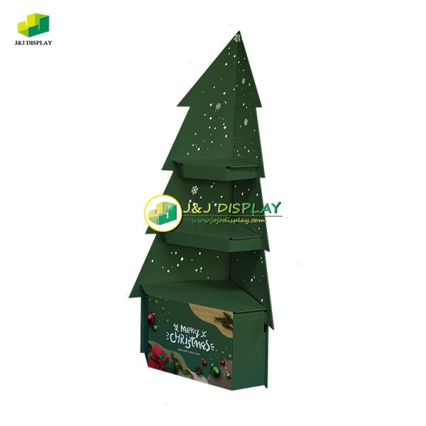Christmas Tree POS Cardboard Floor Display Stand Foldable for Exhibition