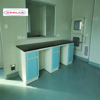 Banco de laboratorio de química de acero completo hecho con especificaciones estándar y 2 rieles