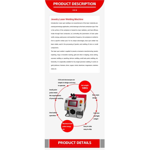 Mini Jewelry Laser Welding Machine 100W for Gold Silver Earrings Yag Welding 510*295*395mm