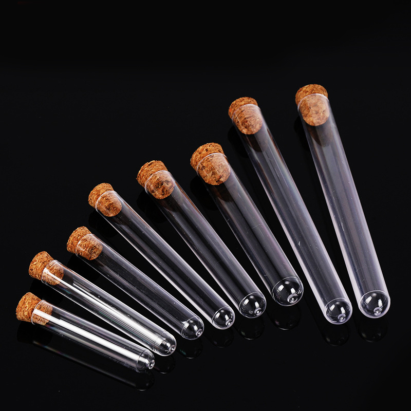 Bulk Food Grade Plastic Test Tubes Candy Bath Salt Packaging Test Tubes with Cork Stopper