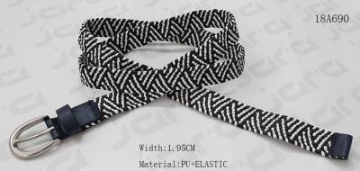 1.95 Cm Black / White Fabric Elastic Belt , Nickel Zinc Alloy Buckles Stretch Belts