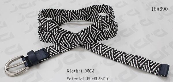 1.95 Cm Black / White Fabric Elastic Belt , Nickel Zinc Alloy Buckles Stretch Belts