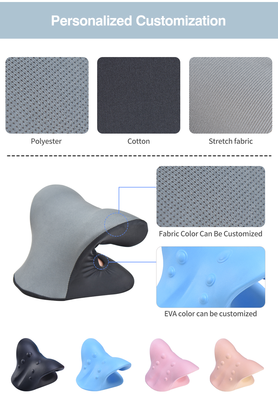 Custom Pu Polyurethane Cervical Heated Gery Back Neck Relaxer Stretcher for Neck Pain Relief