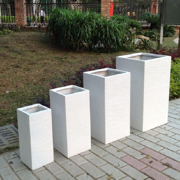 Florero de interior exterior de fibra de arcilla de peso ligero Caja de plantas de fibra de arcilla para el jardín