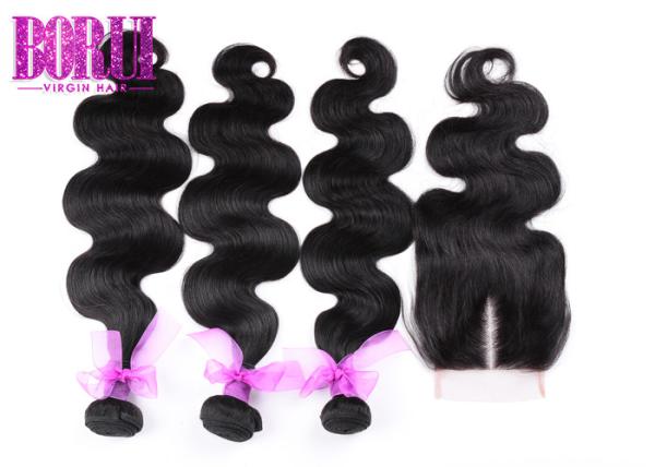Cutile Aglied Malaysian Hair Bundles With Lace Closure , Malaysian Virgin Hair