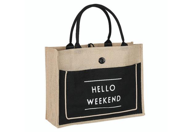 Eco - Friendly Jute Shopping Bags Large Capacity With Sturdy Shoulder Straps