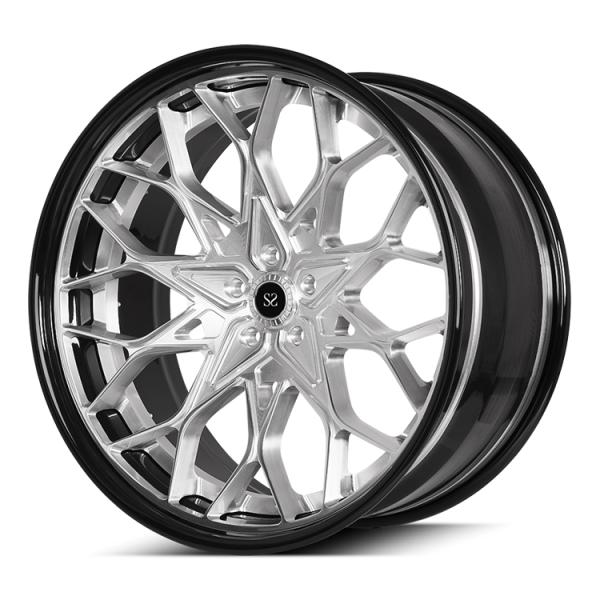 19 Inch 2Piece Forged Aluminum Alloy Wheels Gloss Black Lip Clear Brushed Disc