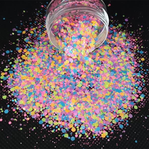 Excellent Nail Art Effect Neon Glitter Pink and Neon Pink Mixed Glitter Flakes for a Dazzling Look