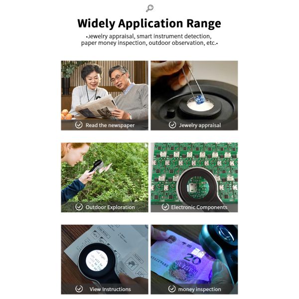 3LED/3UV Light Headband Magnifier 10x Focusing Reading Measuring Professional Vision Screen Handheld
