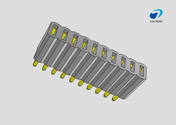 Female header, PCB Mount Receptacle, Vertical, Board-to-Board, 10Pin, 1.0mm Pitch, single row, Gold Flash, DIP, Black