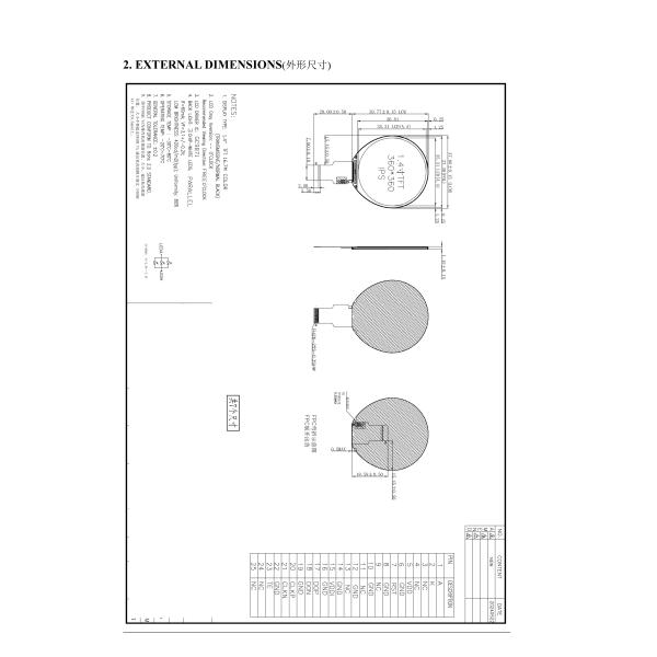 1.4 дюймовый круглый TFT дисплейный модуль с разрешением 360x360 MIPI интерфейс управления IC GC9B71