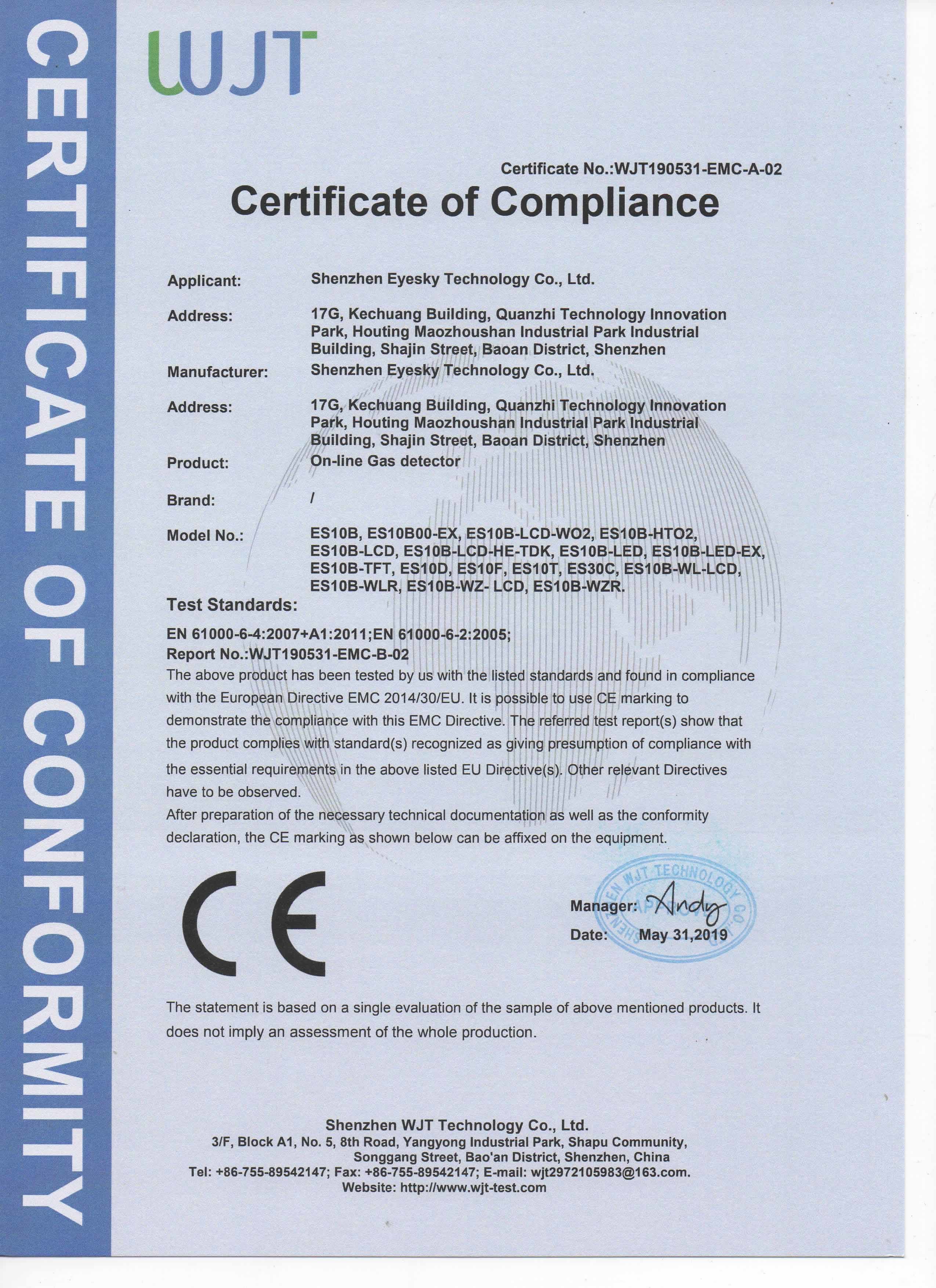 Shenzhen  Eyesky&Safewill Technology Co.,Ltd. Сертификации
