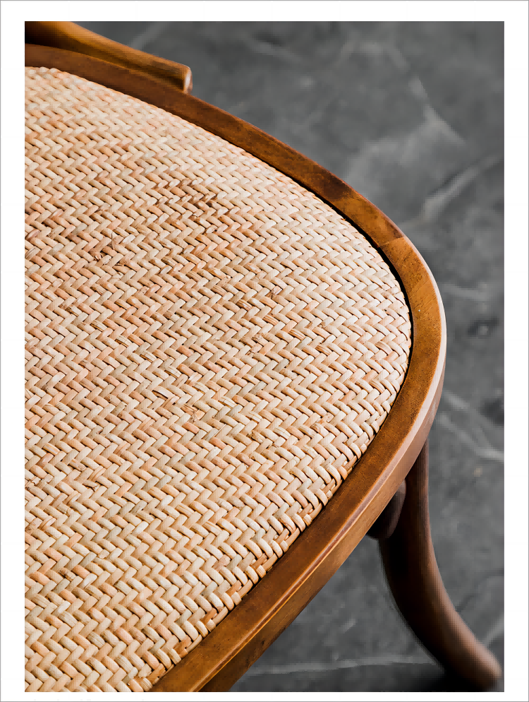 Simple Household Armrest Dining Chair Small Apartment Nordic Retro Backrest Leisure Rattan Dining Chair