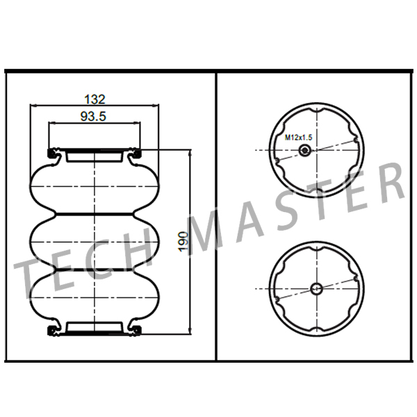Triple CONVOLUTED Pickup Air Bag Suspension Air Rubber Bellow For Tatra 371-770540