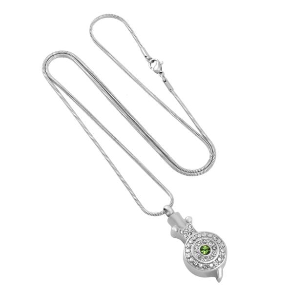 Stainless Steel Snail Crystal Round Memorial Locket Pendant Necklace for Women Girls
