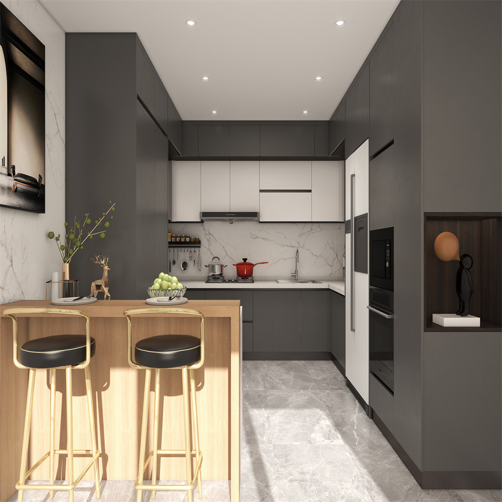 Transform Your Kitchen with Customizable Gray Wood Cabinets and MDF Doors from YALIG