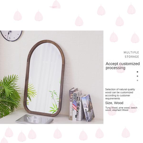 Современная арка полная длина Антикварный наклейка с деревянным зеркалом для декора ванной комнаты