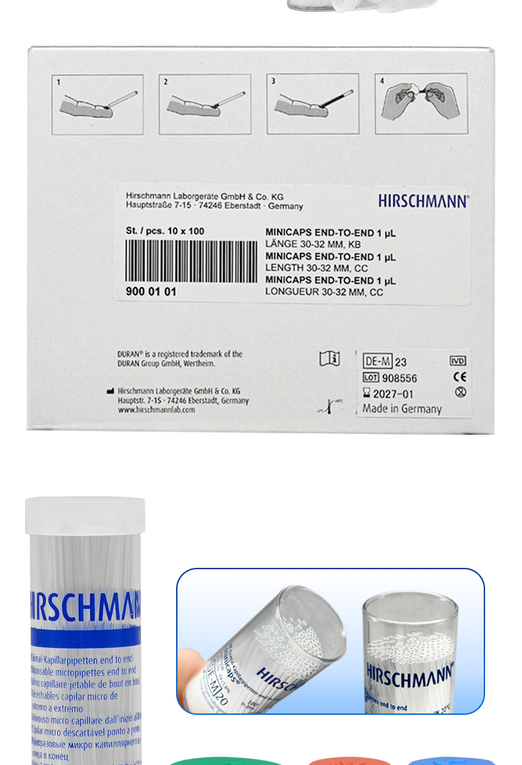 Quantitative Capillary Micro Pipettes 1ul/2ul/3ul/4ul/5ul/10ul/100 Pieces Material None Made in China