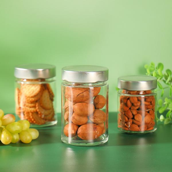 6oz 9oz 12oz Wide Mouth Glass Jar Glass Canister Jar With Silver Lid