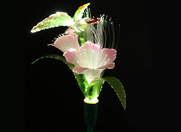 LED Fiber Optic Flower Lamp Outdoor Lamp Floor Socket Flower Head With Hummingbird Luminous Landscape Decorative Lamp