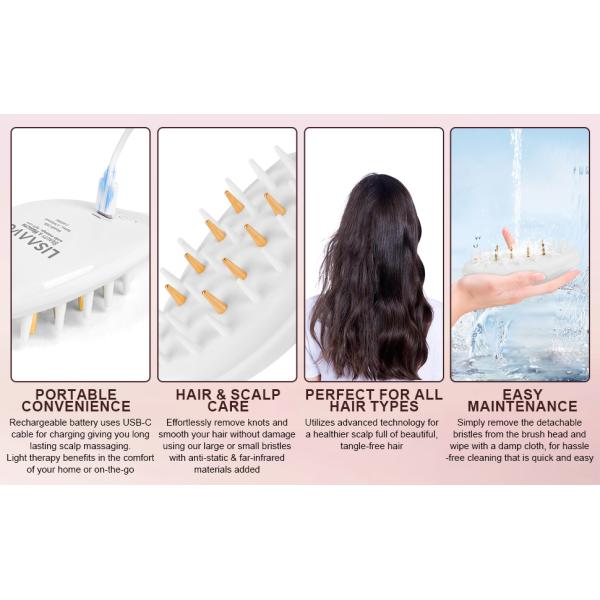 1.8W EMS Electric Hair Brush 450nm Blue Light Therapy Hair Brush