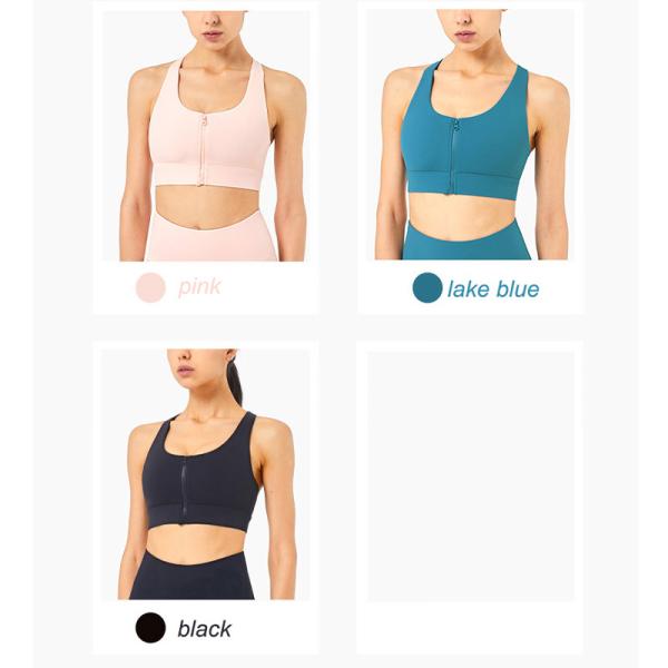 Front Zipper Womens Sports Bra Shockproof High Impact Racerback Tops