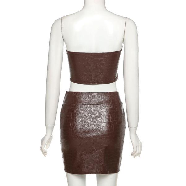 Sleeveless 2 Piece Outfit Skirt And Crop Top One Shoulder Wrapped Chest