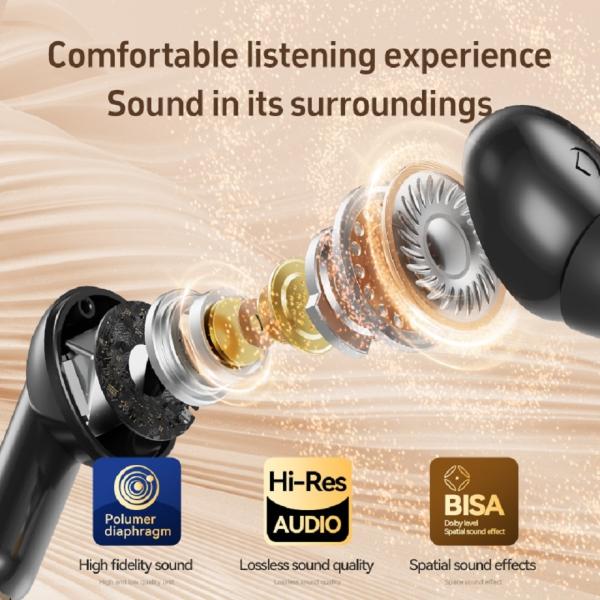 Auriculares TWS ETEK Plated Bluetooth 5.4 con F10, celda de auricular de 25mAh + estuche de 230mAh (placa protectora), tiempo de llamada de 2-3 horas.