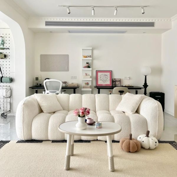 Custom Retro Straight Comfortable Sponge Corner Modular Sofa Living Room Cloud Couch Compressed Sofa for Villa Apartment