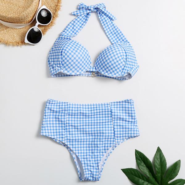 Tiered Layer Tie a Knot Front Top With Low waist Bikini swimsuit high cut