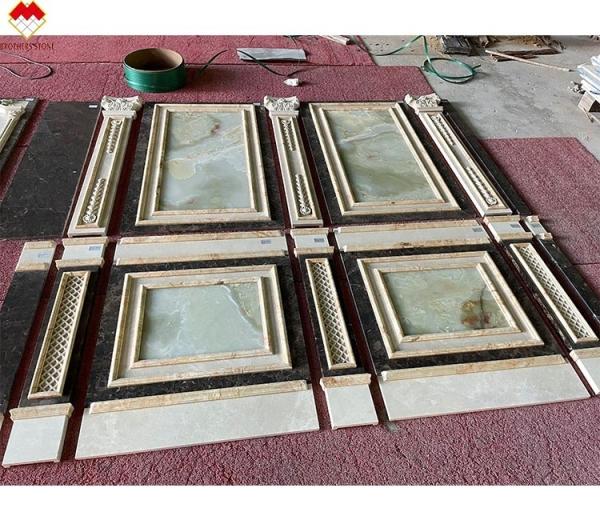 Polished Cream Beige Green Onyx Marble Wall Cladding Modern Design for Villa Background