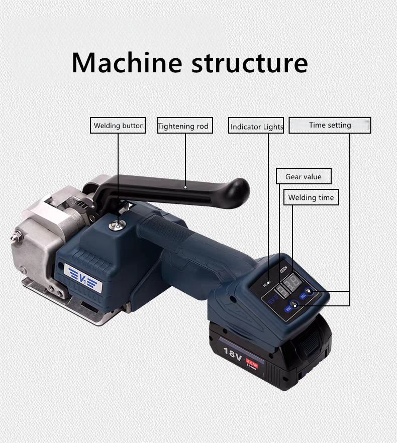 Portable Electric Handheld Strapping Machine with High Productivity 4000mAh Battery