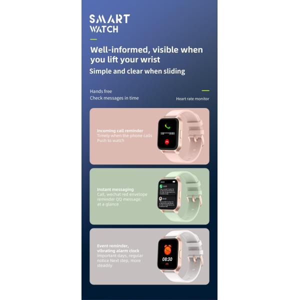 240*295 1.65inch Square Shape Smartwatch with 304 Stainless Steel Clasp