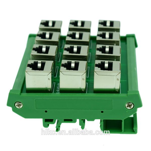 RJ45 8P8C Female Jack  Extension Cable Adapter Splitter Buss Board Din Rail