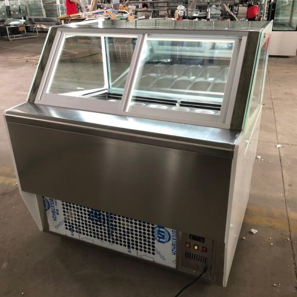 Sliding Door Commercial Gelato Freezer Ice Cream Display Cabinets With LED Light