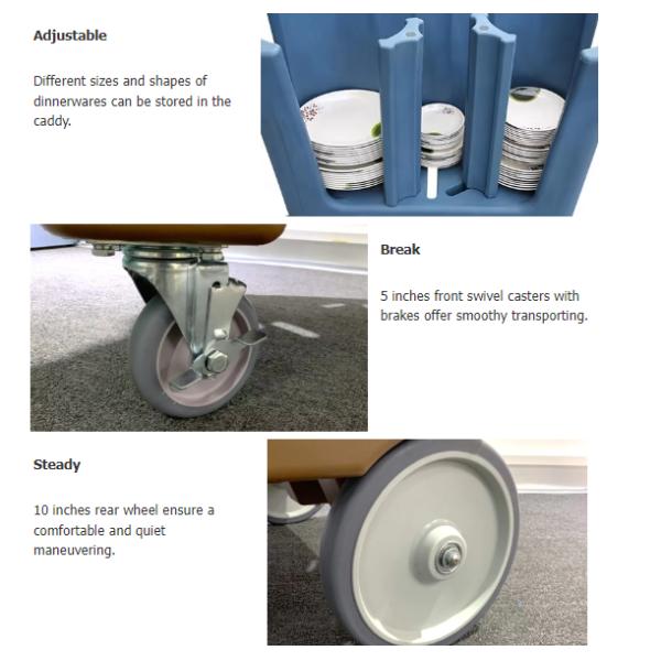 transporting Dish Caddy Storage Dish hot plate Trolley Non slip  For Restaurant