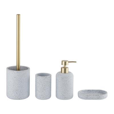 Blue Terrazzo Bathroom Accessories OEM Round Shape With Mat Gold Parts
