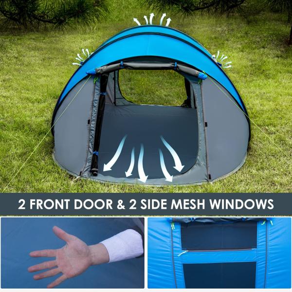 Easy Pop up Four-season Glass Fiber Camouflage Tent Vestibule Double Layer Waterproof Big Space 2-8 People Automatic Opening