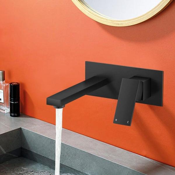 Square Lizhen Simple Bathroom Taps Kitchen Laundry Faucet Wall Mixer Tap Basin Faucet Sink