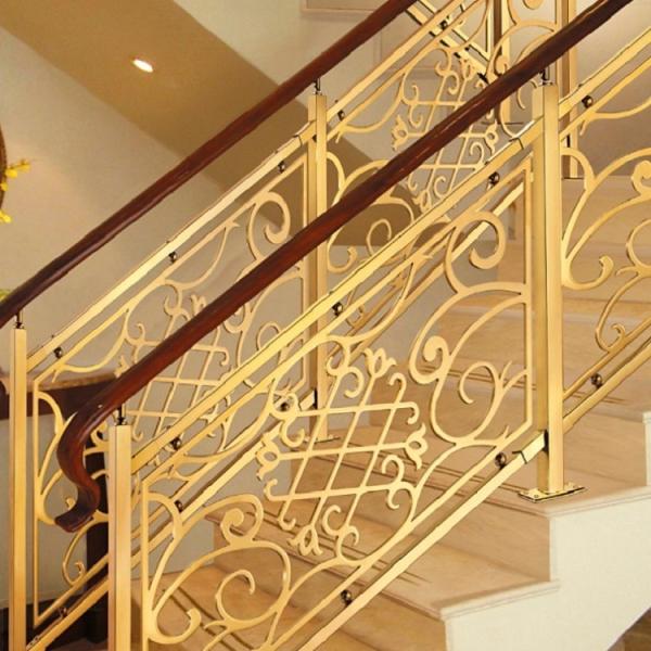 Customized Metal Stair Railing Solid Aluminum Plate Modern Gold Stair Railing