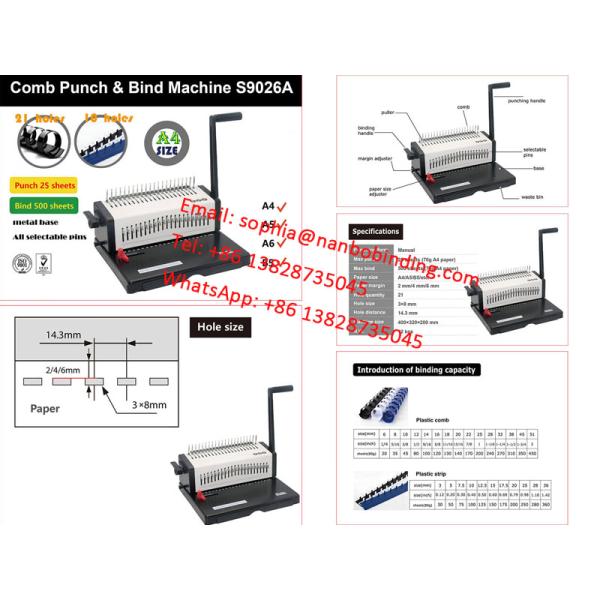 Экономическая машина вязки гребня тетради документов S9026A для пользы офиса