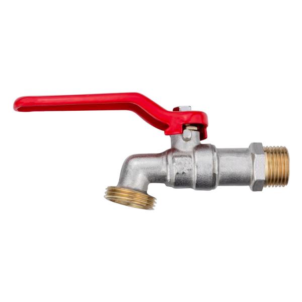 1/2 Hose Union Forged  Garden Water Tap Brass Bibcock With Red Iron Lever Handle